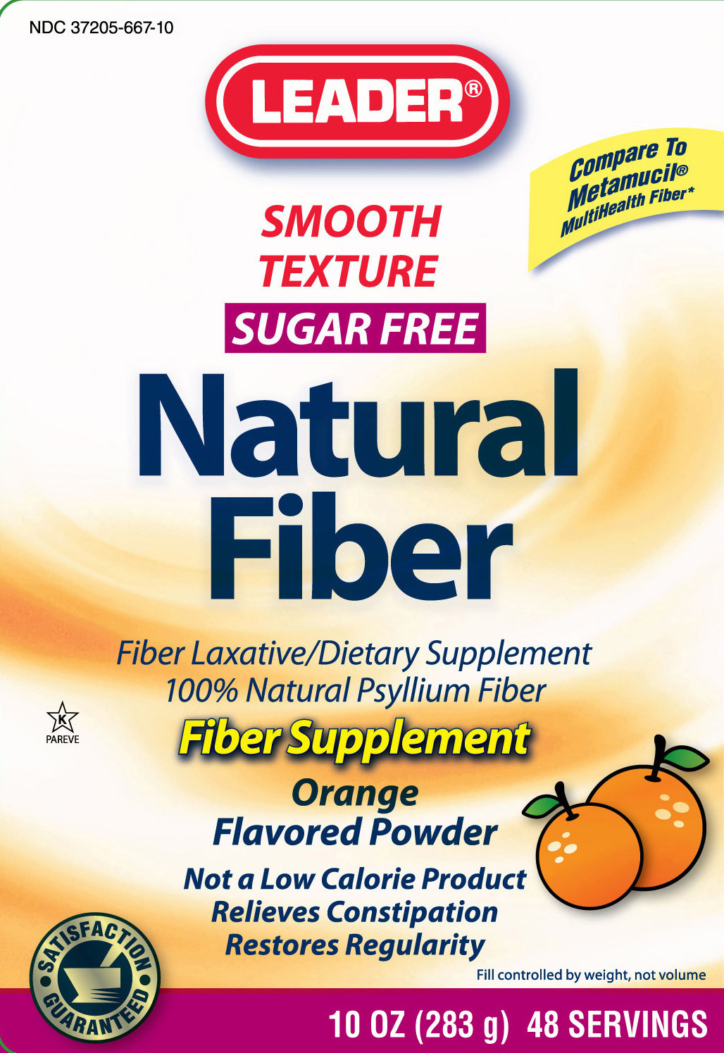 Leader Smooth Texture Sugar Free Natural Fiber 48 Servings