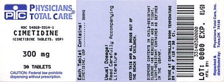 Cimetidine Tablets 300mg package label