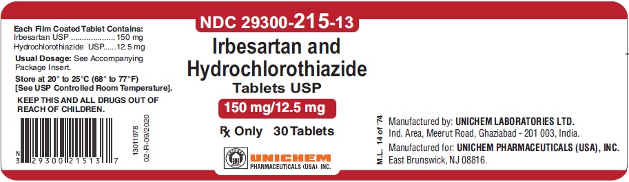 Container Label - Irbesartan and Hydrochlorothiazide Tablets 150 mg/12.5 mg-30 Tabs