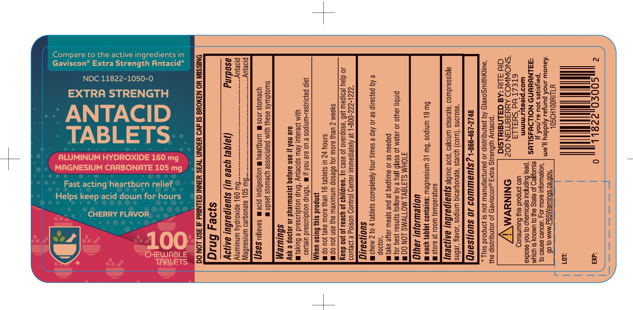 RITE AID EXTRA STRENGTH 100 CHEWABLE TABLETS