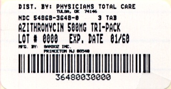 image of tri-pack 500 mg package label