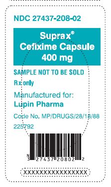 SUPRAX CEFIXIME CAPSULES
400 mg
Rx only
							NDC 27437-208-02: Single Dose Package of 1 (Blister of 1 Capsule)