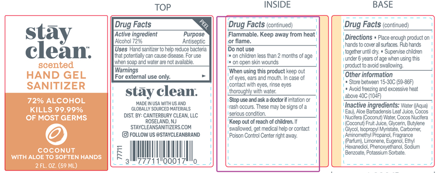 Packaging Label-StayClean Scented Hand Gel Sanitizer Coconut 2 FL.OZ