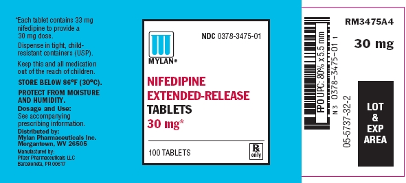 Nifedipine Extended-Release Tablets 30 mg Bottles
