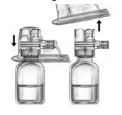 ¬Do not remove the device from the package.¬ Turn the package over and insert the plastic spike through diluent stopper