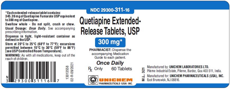 Quetiapine Extended-Release Tablets, USP, 300 mg