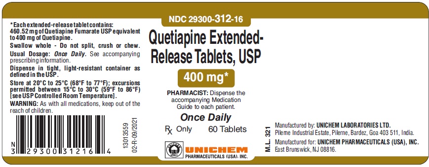 Quetiapine Extended-Release tablets USP, 400 mg