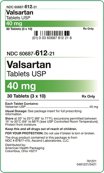 40 mg Valsartan Tablets Carton