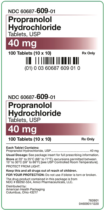 40 mg Propranolol Hydrochloride Tablets Carton