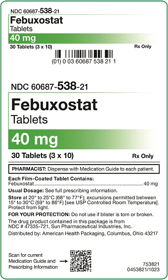 40 mg Febuxostat Tablets Carton
