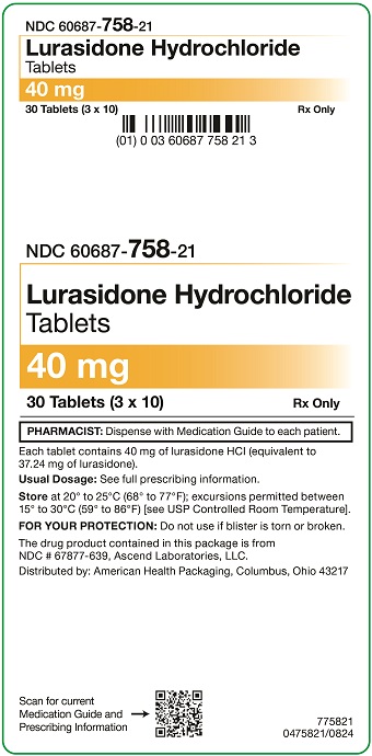 40 mg Lurasidone Tablets Carton