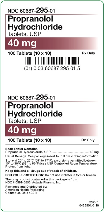40 mg Propranolol HCl Tablet Carton
