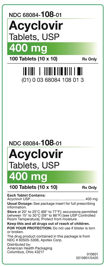 Acyclovir Tablets 400 mg Carton Label