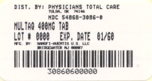 image of 400 mg package label