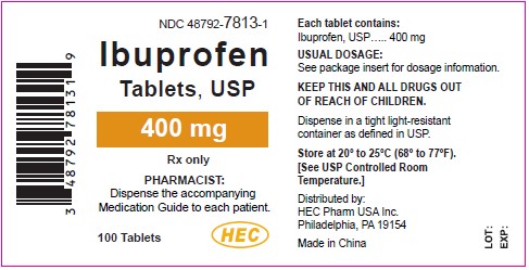 Ibuprofen 400 mg - 100 Tablets NDC: 48792-7813-1