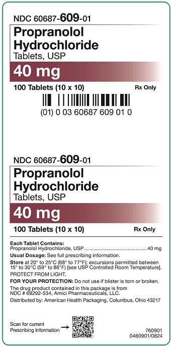 40mg Propranolol HCl Tablets Carton