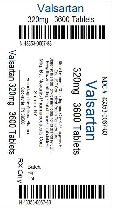 Package Label – 320 mg Rx Only NDC 43353-067-83 Valsartan Tablets, USP 320 mg 3600 Tablets