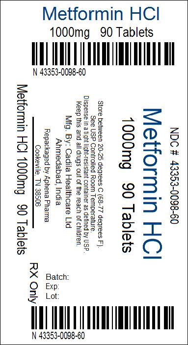 Metformin HCl Tablets USP, 1000 mg