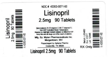 Lisinopril Tablets, USP 2.5 mg Bottle Label