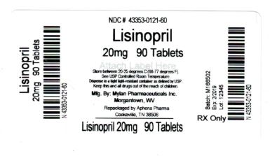 Lisinopril Tablets, USP 20 mg Bottle Label