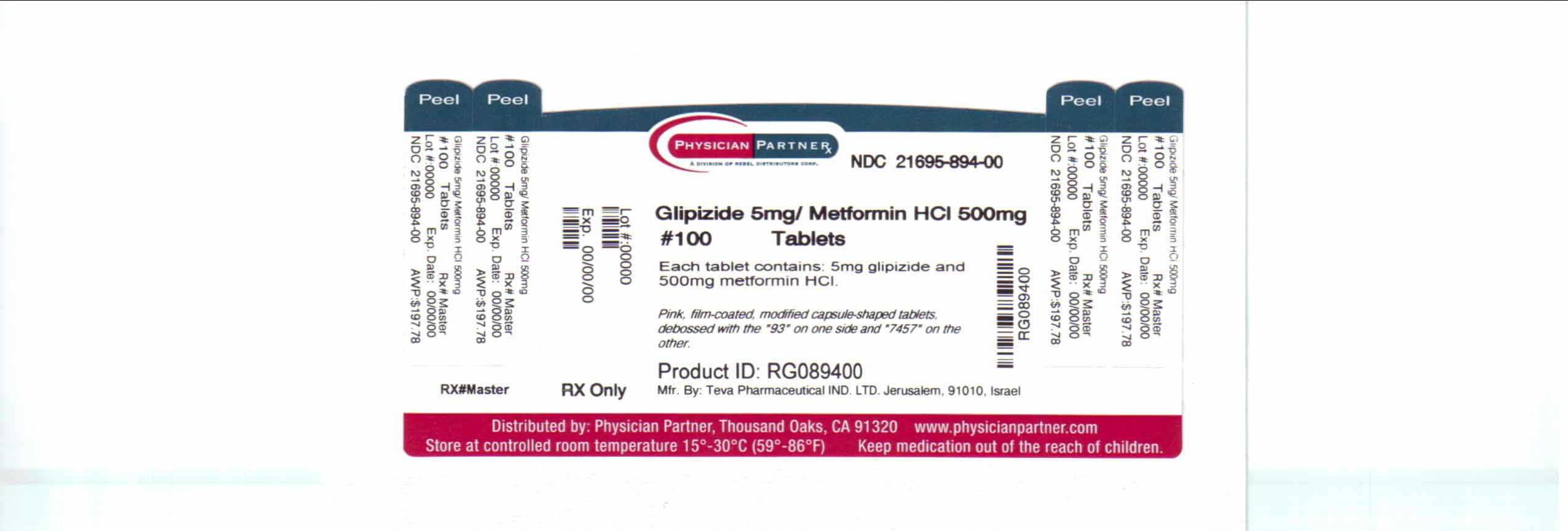 Glipizide 5mg/Metformin HCl 500mg