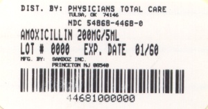 Amoxicillin 200 mg/5 mL Oral Suspension Label