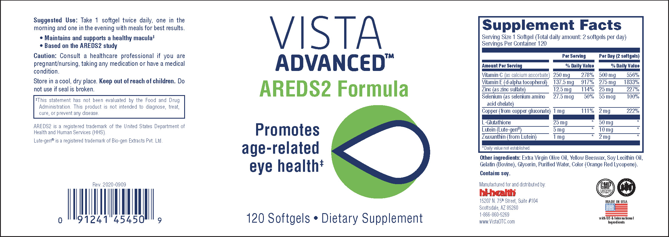Bottle for Vista Advanced AREDS2 Formula 120 softgel