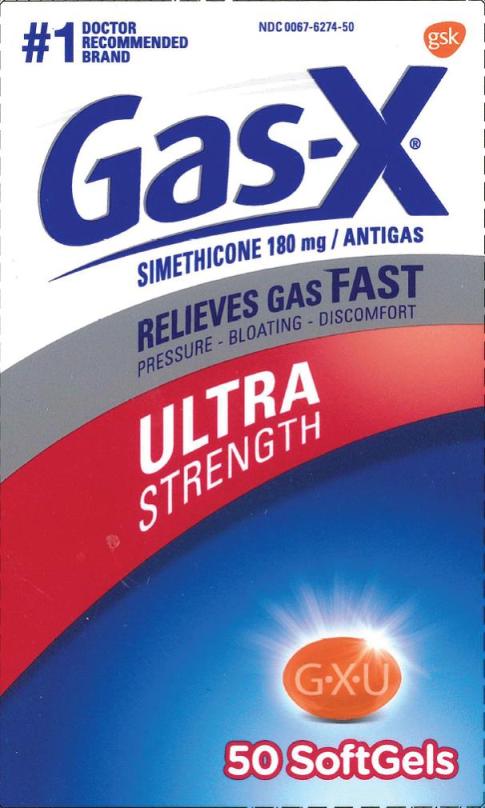 Gas-X Ultra Strength Softgels 50 count carton