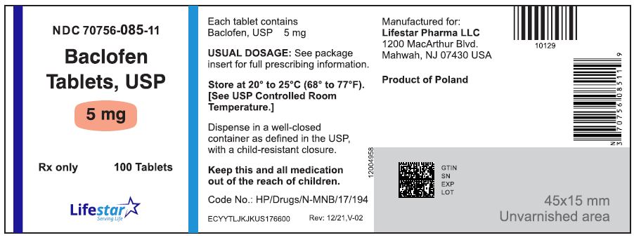 Baclofen Tablets USP 5 mg 100s Label