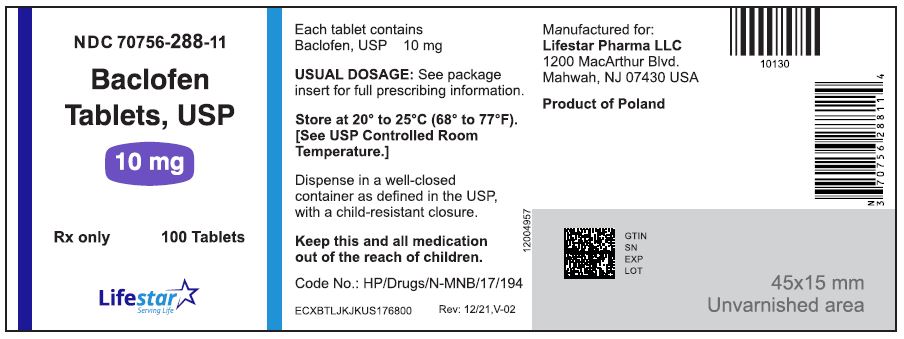 Baclofen Tablets USP 10 mg 100s Label