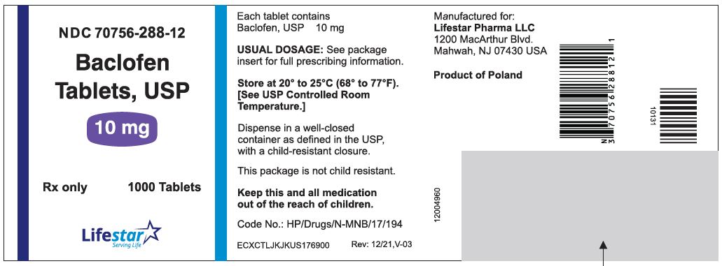 Baclofen Tablets USP 10 mg 1000s Label