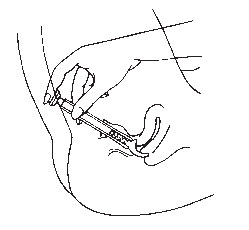 Insert the fillled applicator into the vagina as far as it will comfortably go.