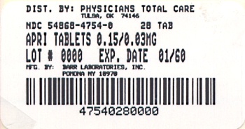 Apri (desogestrel and ethinyl estradiol) Tablets Pouch Label