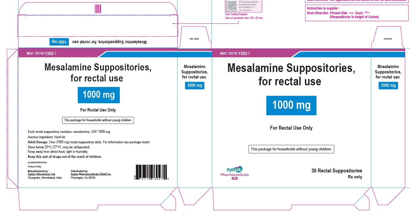 Mesalamine rectal suppositories, 1000 mg