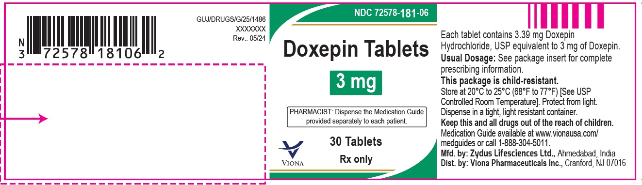 Doxepin Tablets, 3 mg
