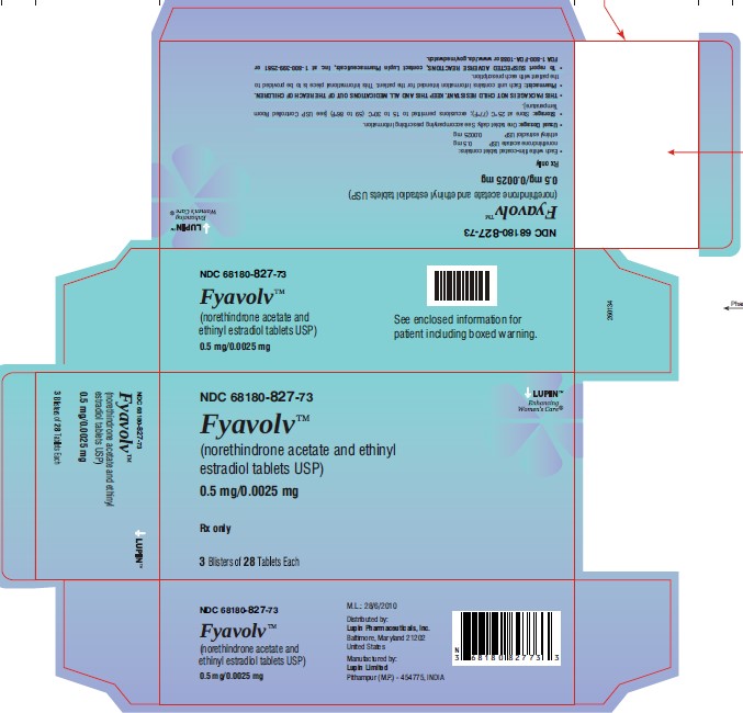 Carton Label: 3 Blister of 28 Tablets Each - NDC 68180-827-73