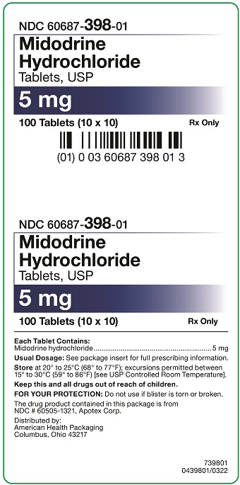 5 mg Midodrine Hydrochloride Tablets Carton