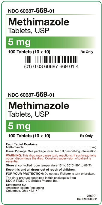 5 mg Methimazole Tablets Carton