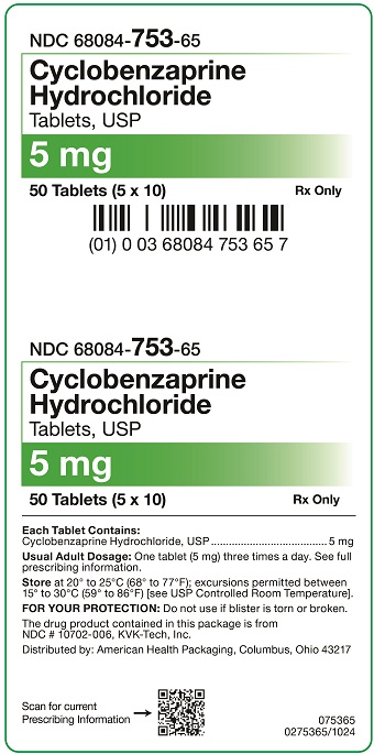 5 mg Cyclobenzaprine Tablets Carton- 5x10