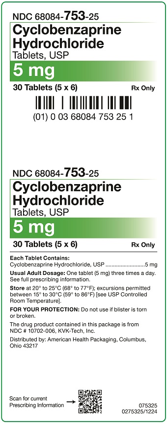 5 mg Cyclobenzaprine Tablets Carton- 5x6