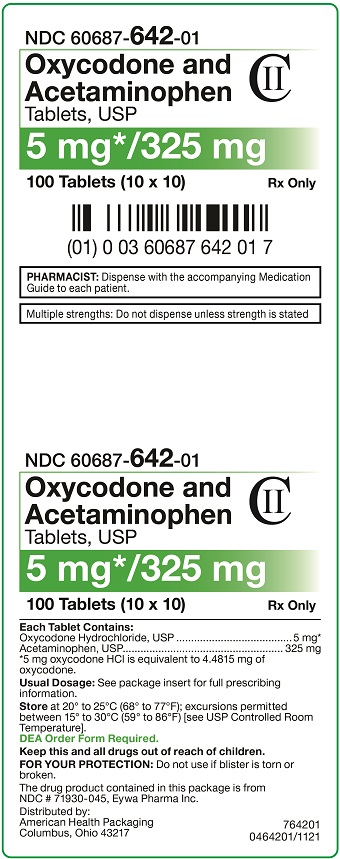 5 mg/325 mg Oxycodone and Acetaminophen Tablets Carton