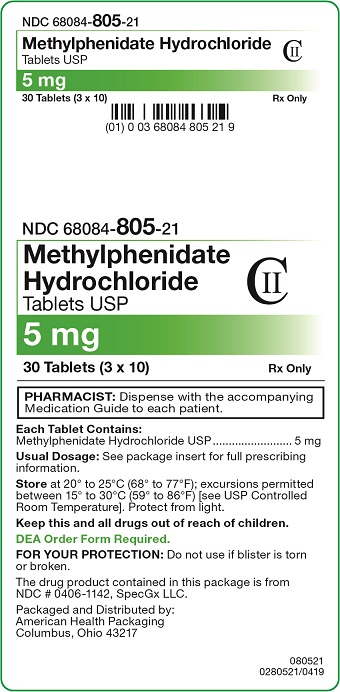 5 mg Methylphenidate HCl Tablets Carton