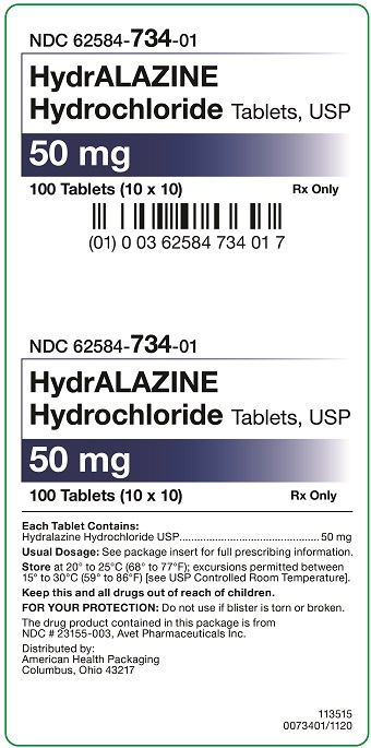 50 mg HydrALAZINE Hydrochloride Tablets Carton