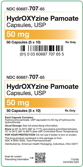 50 mg Hydroxyzine Pamoate Capsules Carton-50UD