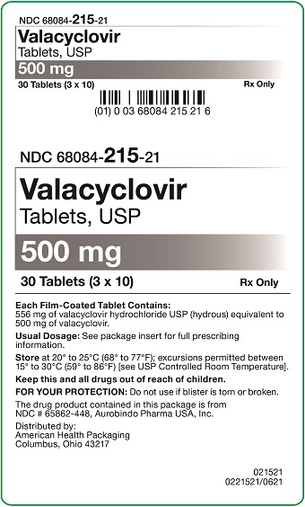 500 mg Valacyclovir Tablets Carton 30 UD