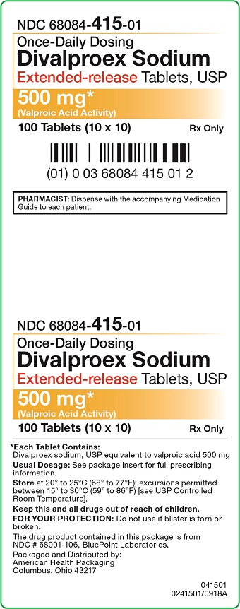 500 mg Divalproex Sodium Extended-release Tablets Carton, 100UD
