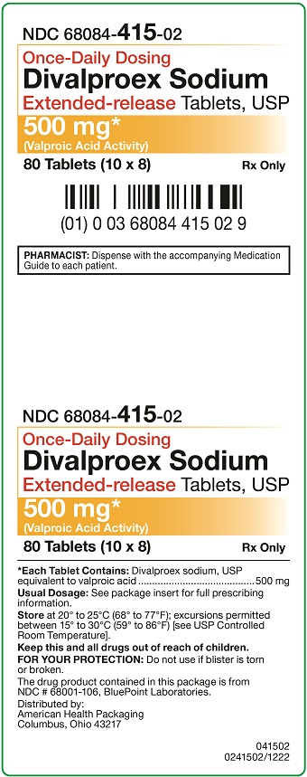 500 mg Divalproex Sodium Extended-release Tablets Carton 80UD