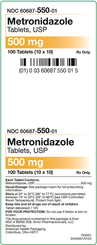 500 mg Metronidazole Tablets Carton