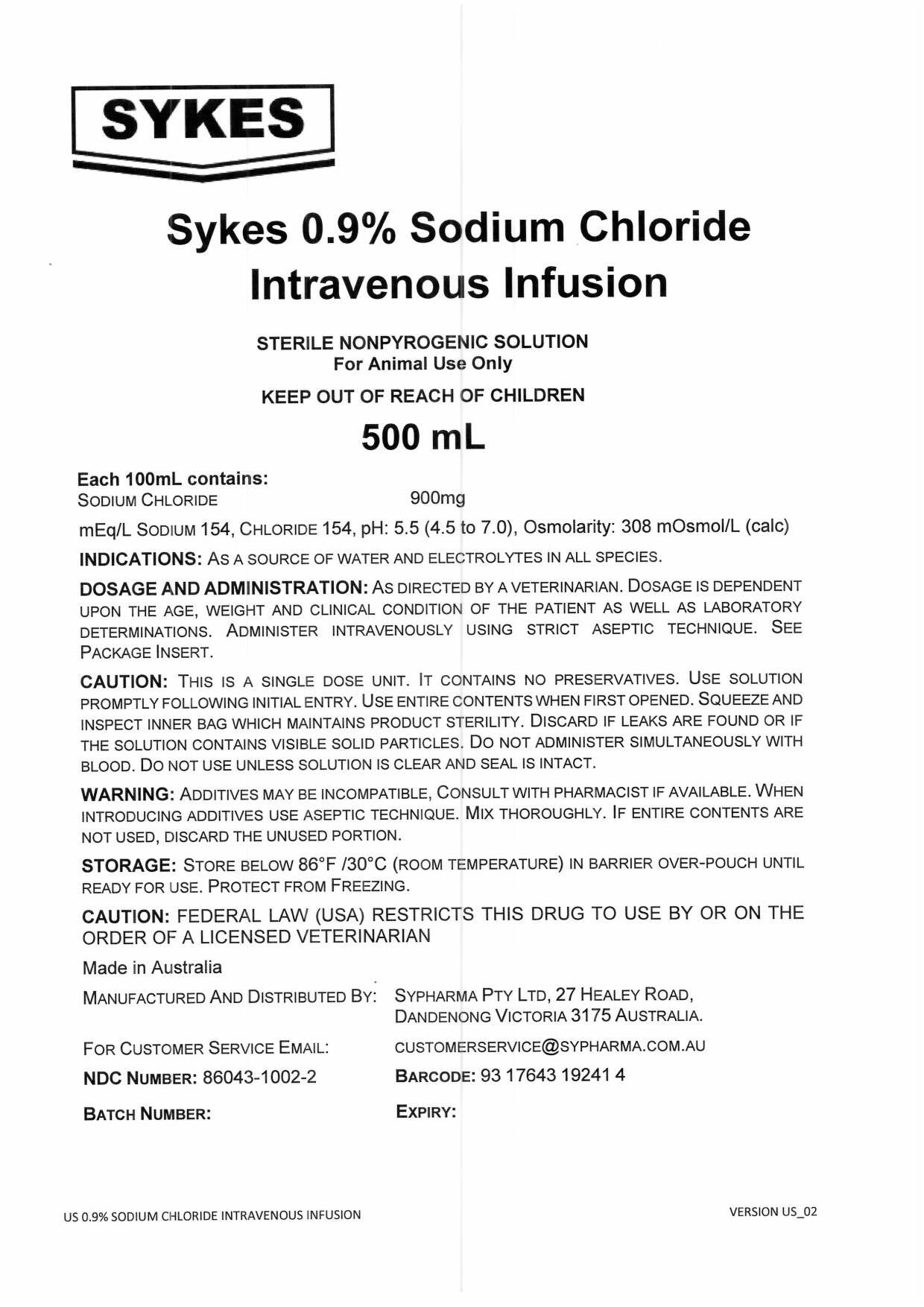 500ml Sodium Chloride