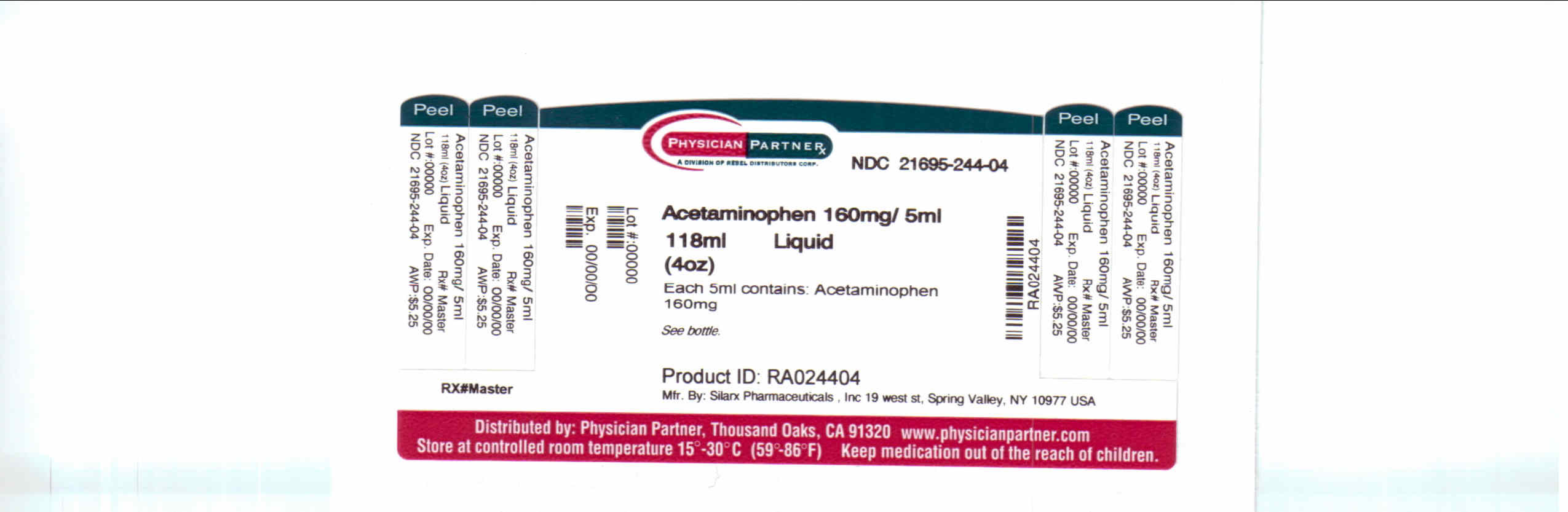 Acetaminophen 180mg / 5ml